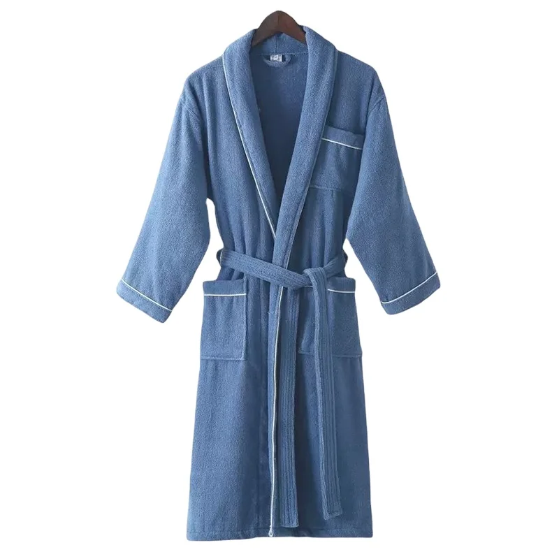 Embroidery Logo Hotel Linens White hotel bathrobes Hotel Length Bath robe slippers set  Robe Plage