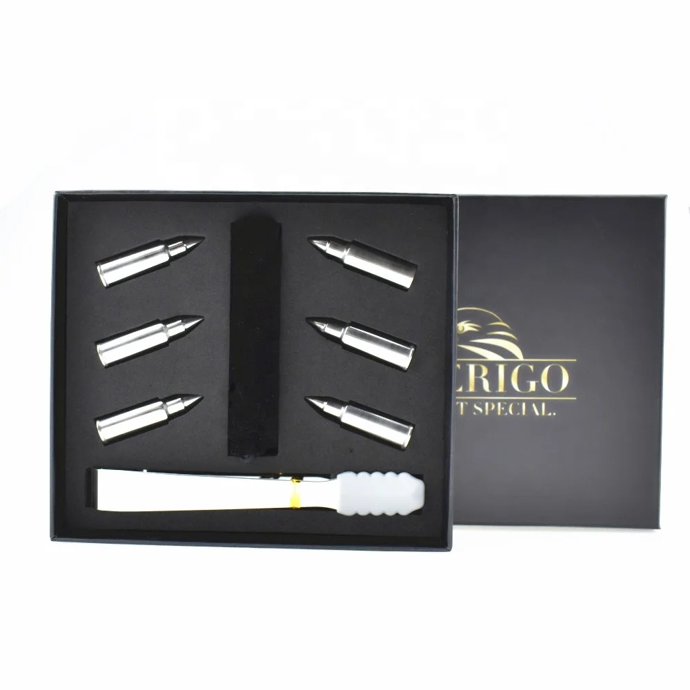 bullet shape whiskey stone ,bullet whiskey stone,whiskey bullets Gift Set with tongs and travel bag