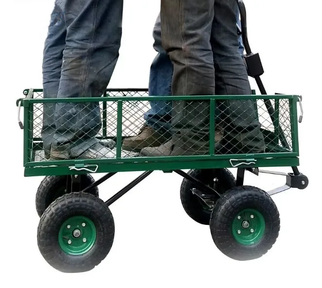 Tangshan sourse factory wholesale heavy duty Wheel Barrow Platform Hand truck Hand Trolley Tool Cart Rubber Wheel Caster