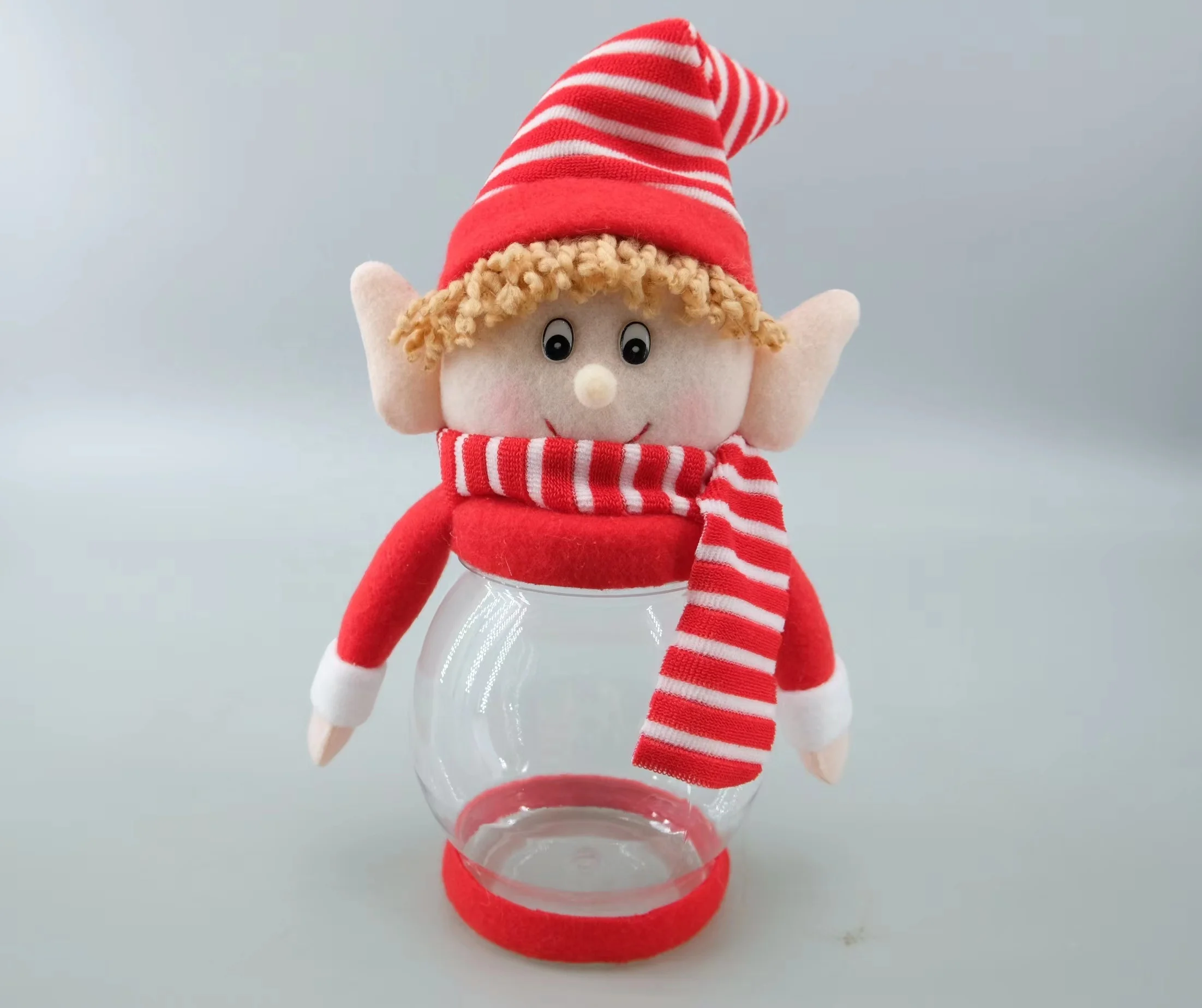 Ourwarm Kids Christmas Gift Ornament Decoration Candy Box Santa Snowman Elf Doll Plastic Elves Candy Jar