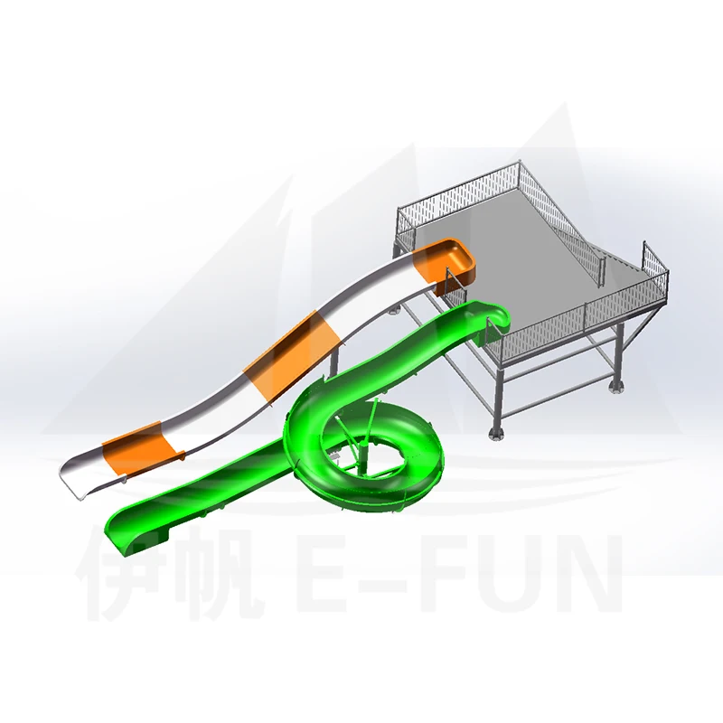 Outdoor Equipment EFHT-A189 Slide Water Rides Design Swimming Pool Fiberglass Professional 3D Slide Body: 6-8mm; Flange: 8-10mm