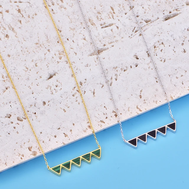 china factory custom women jewelry   925 silver  Natural stone rose gold women  necklace