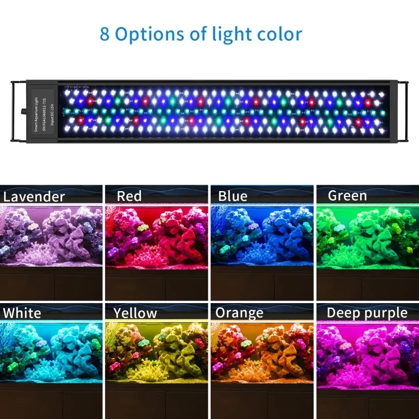 Daylight moonlight Mode Aluminium Alloy Full Spectrum Fish Tank Lamp Freshwater Plant Light Led Aquarium Light With Timer