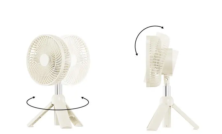 Outdoor telescopic camping fan with night light 4000mAh battery  with automatic shake head telescopic Fan
