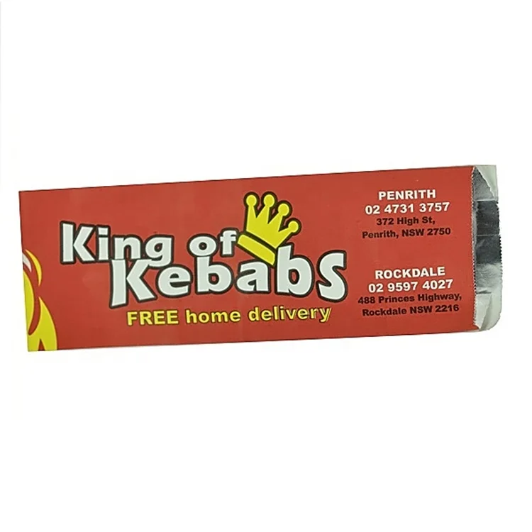 Fried Food Packaging Doner Kebab Paper Bags aluminium bag food Heat Seal Disposable CMYK Coated Paper Flexo Printing