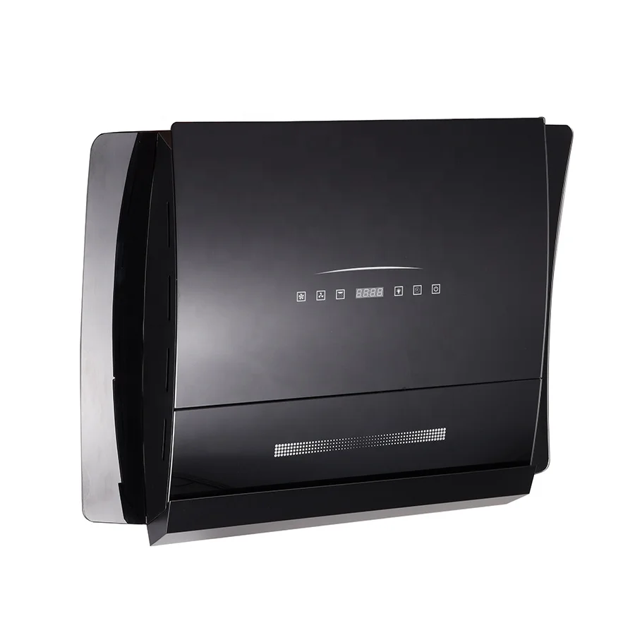 Smart Black Range Hood Household Frequency Conversion Kitchen Side Suction Wall-Mounted Somatosensory Opening and Closing Hood