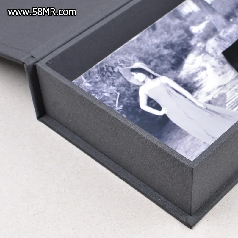 Magnet custom logo linen fabric velvet cloth special art paper photo picture album storage packaging gift box