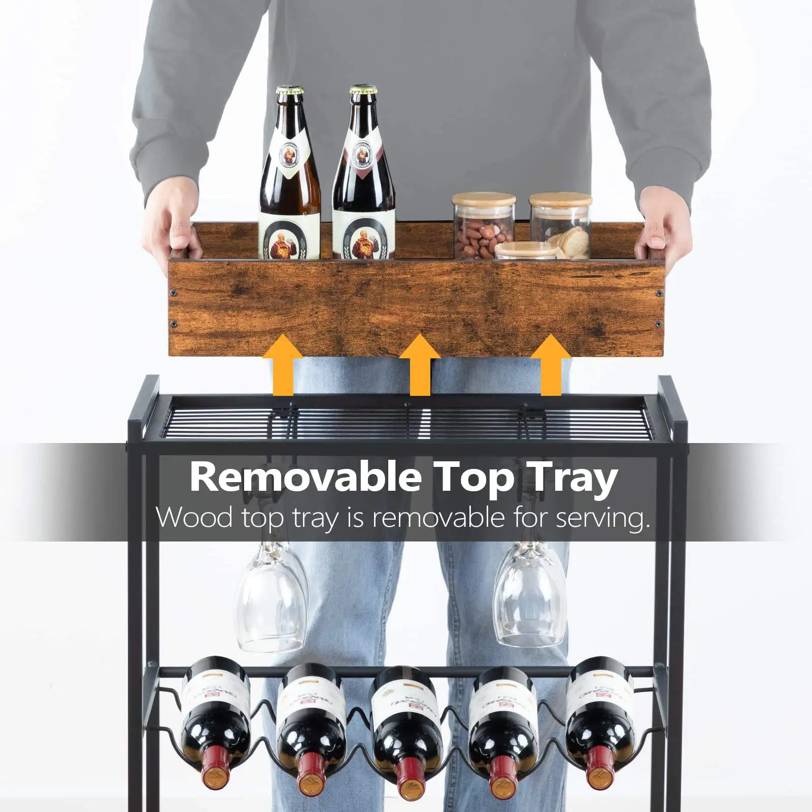 Modern China Kitchen Furniture Cabinets Manufacturer Portable Utility Bar Food Cart Island Wooden Trolley For Home