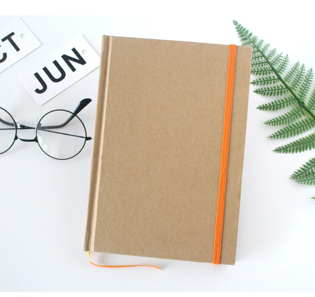  Kraft hardcover notebook book custom kraft paper adhesive binding elastic