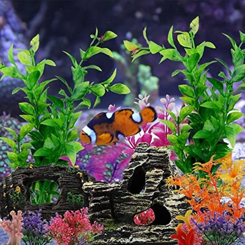 Factory 15 pieces set fish tank aquarium accessories decoration aquatic plants coral resin