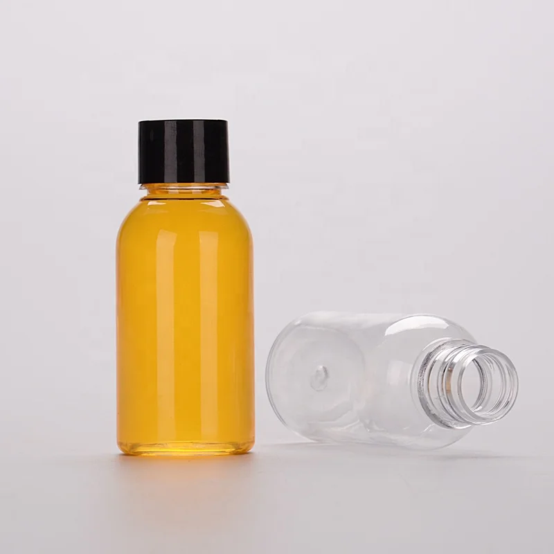 Empty Skin Care Small Clear Travel Plastic Bottles 1oz 30ml 60ml 100ml Cosmo round Body Oil with Gel Cap for Packaging
