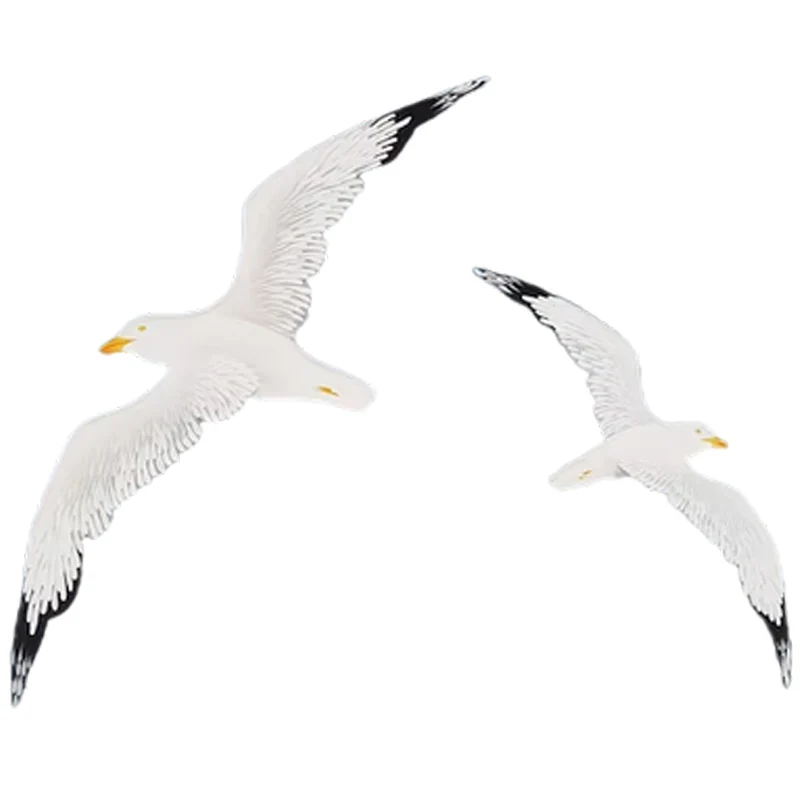 Custom home coastal beach wall decor aesthetic nautical art cute 3D animated seabirds resin flying seagull figurine