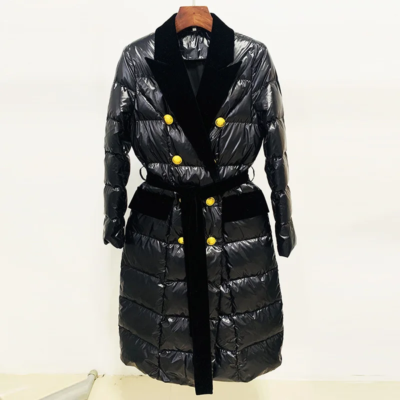 New arrivals dropshipping high quality hot fashion black long down coat goose women