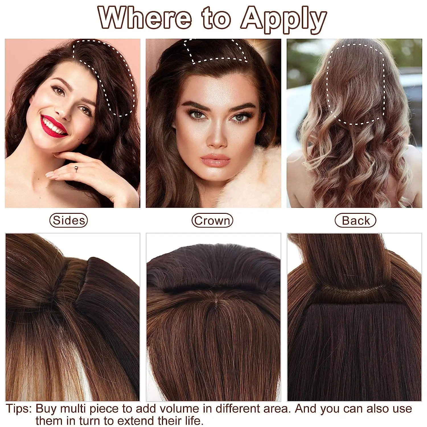 FUJIA Thick Hairpieces Adding Extra  Volume Clip in Hair Extensions  Topper for Thinning Hair Women (4 Inch (Pack of 2)