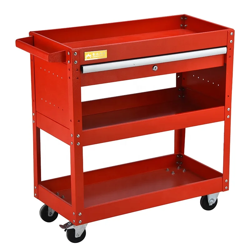 3 Layer Hand Tool Cart Service Trolley With Drawers Workshop Garage Organizer