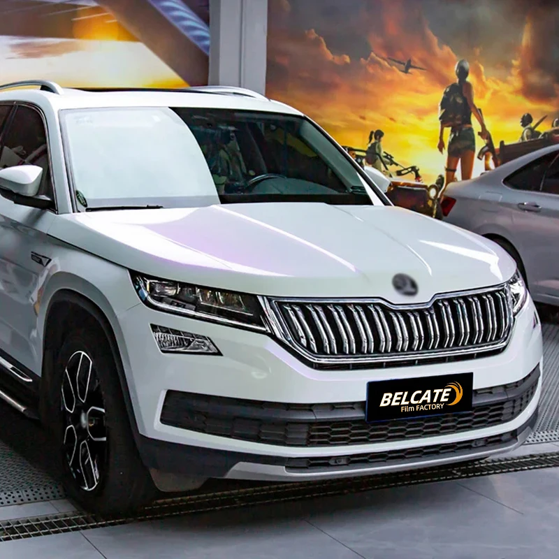 BELCATE Factory 1.52* 18m White and violet two-color PET Ultra Light Chameleon Car Spray Paint Car vinyl cladding color