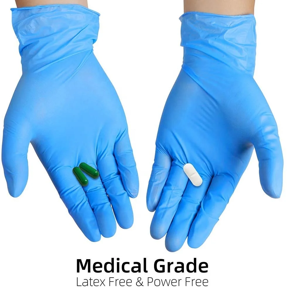 Latex Powder Free 50 pack Long Disposables Gloves Gante Nitrile Bleu For Preparing Food