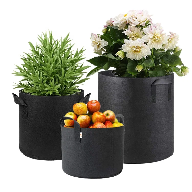 
Black 7 Gallon Customized Size Non-woven Fabric Grow Bags Machine De Fabrication Pot Plastic Fabric Pot Planter 
