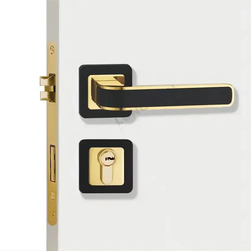 Door handles luxury modern bedroom interior mute split lock lever simple wooden door lock handle gold for room