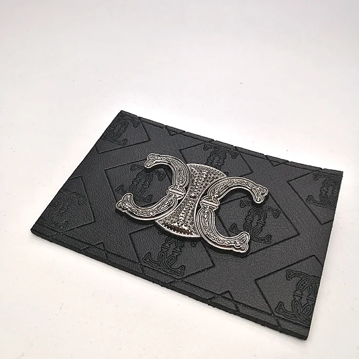 Customized pu garment label clothing brand jeans metal label faux leather patch custom logo leather tags for clothes