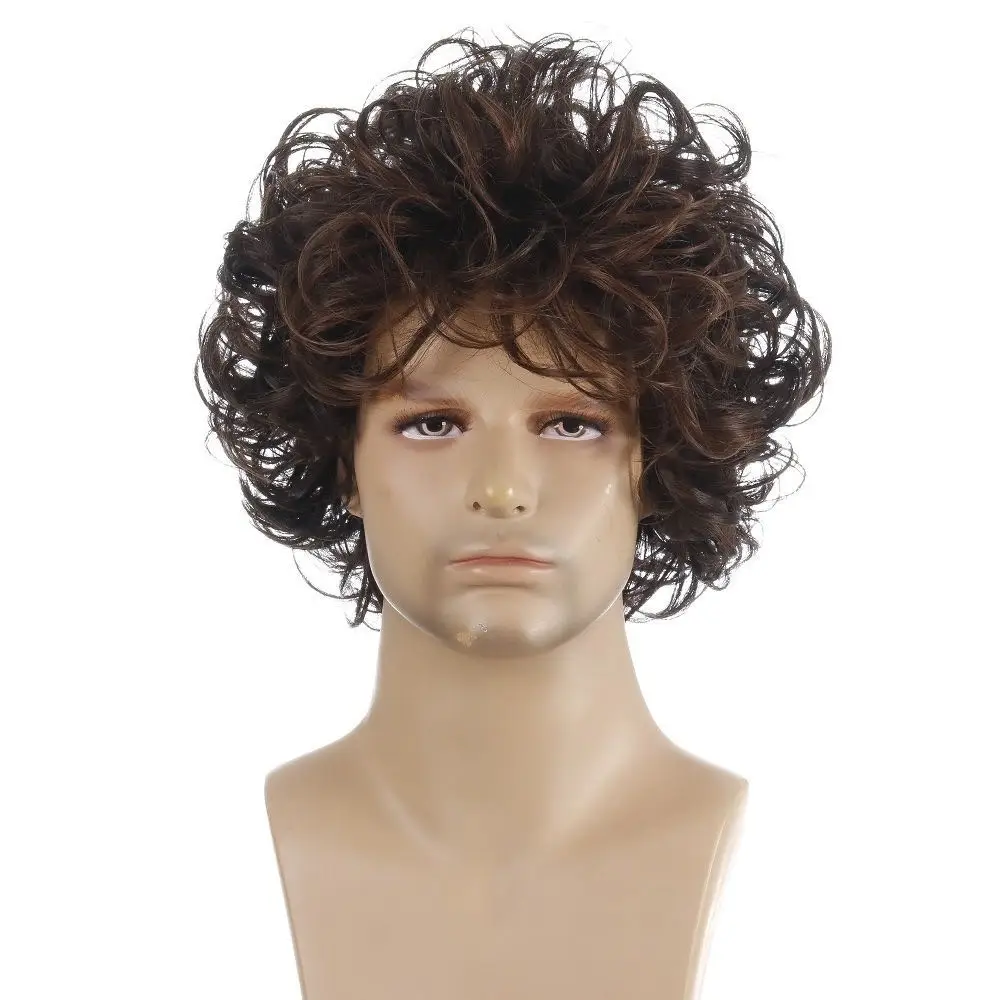 Men new curly wigs high temperature fiber