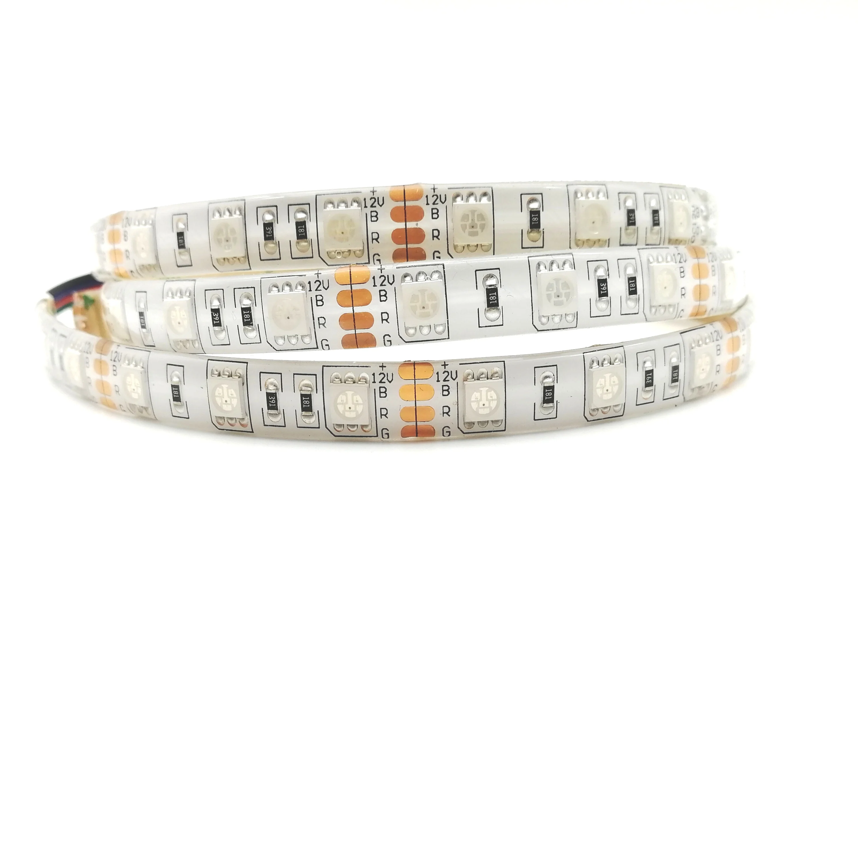 China Manufacturer Certificated Flexible DC12V 14.4W/M 10mm PCB SMD5050 RGB LED Strip Light