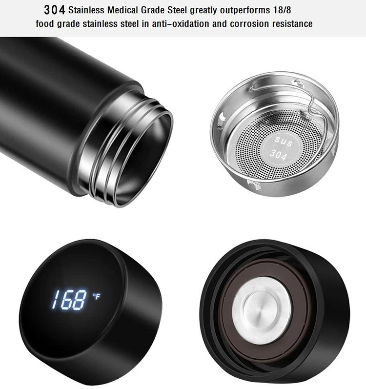 Intelligent Smart Water Bottle Vacuum Flask Temperature Display Mug With LED Touch Screen