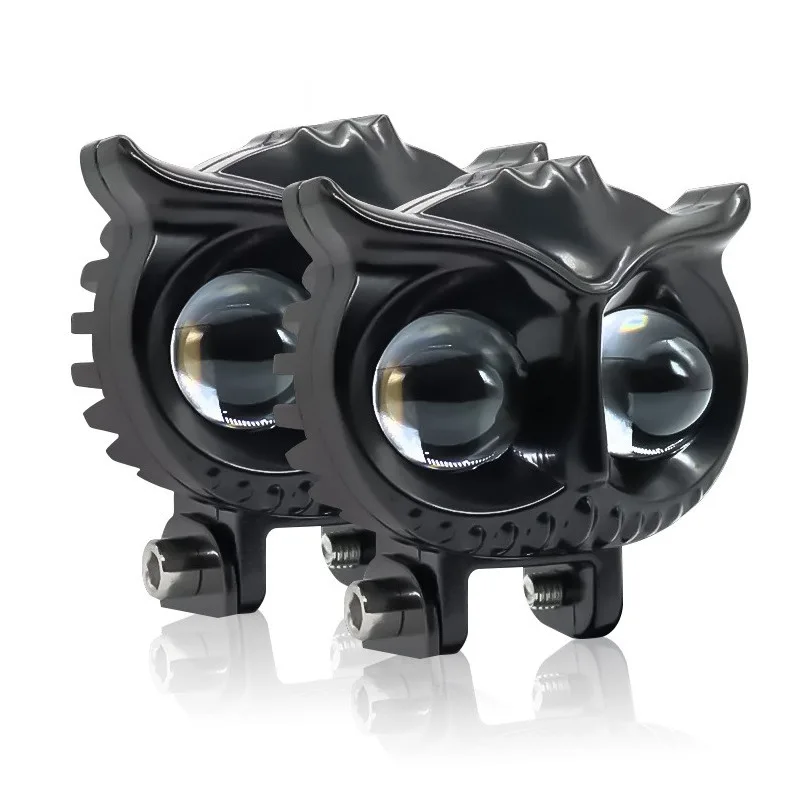 Other accessories fog lamp dual color yellow white adjustable led spot 12v 24v universal motorcycle front owl shape headlight