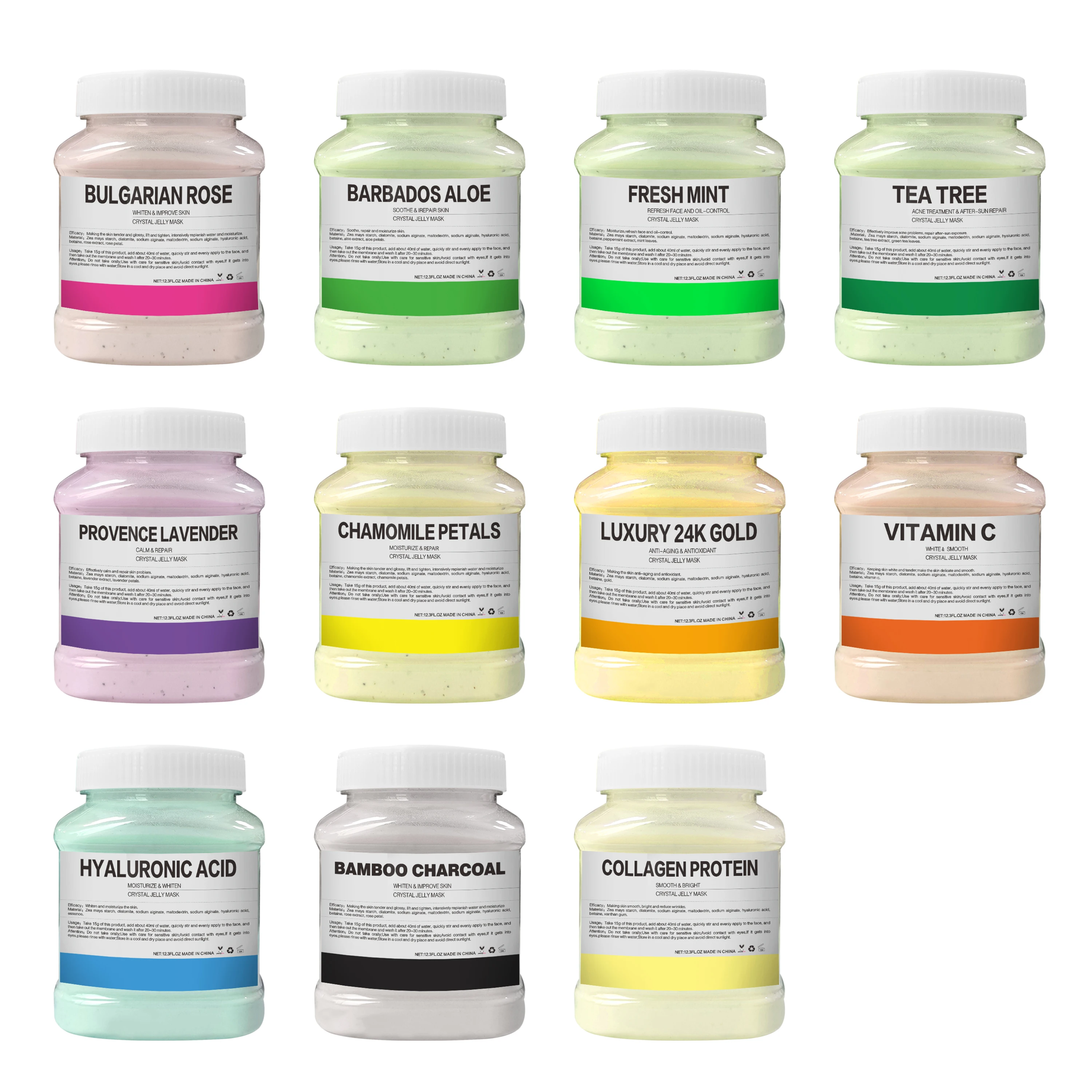 Natural Fruit Herbal DIY 350G Plastic Jar Jelly Powder Mask Beauty Salon Face Care Anti Wrinkle Moisturizer Hydro Jelly Mask