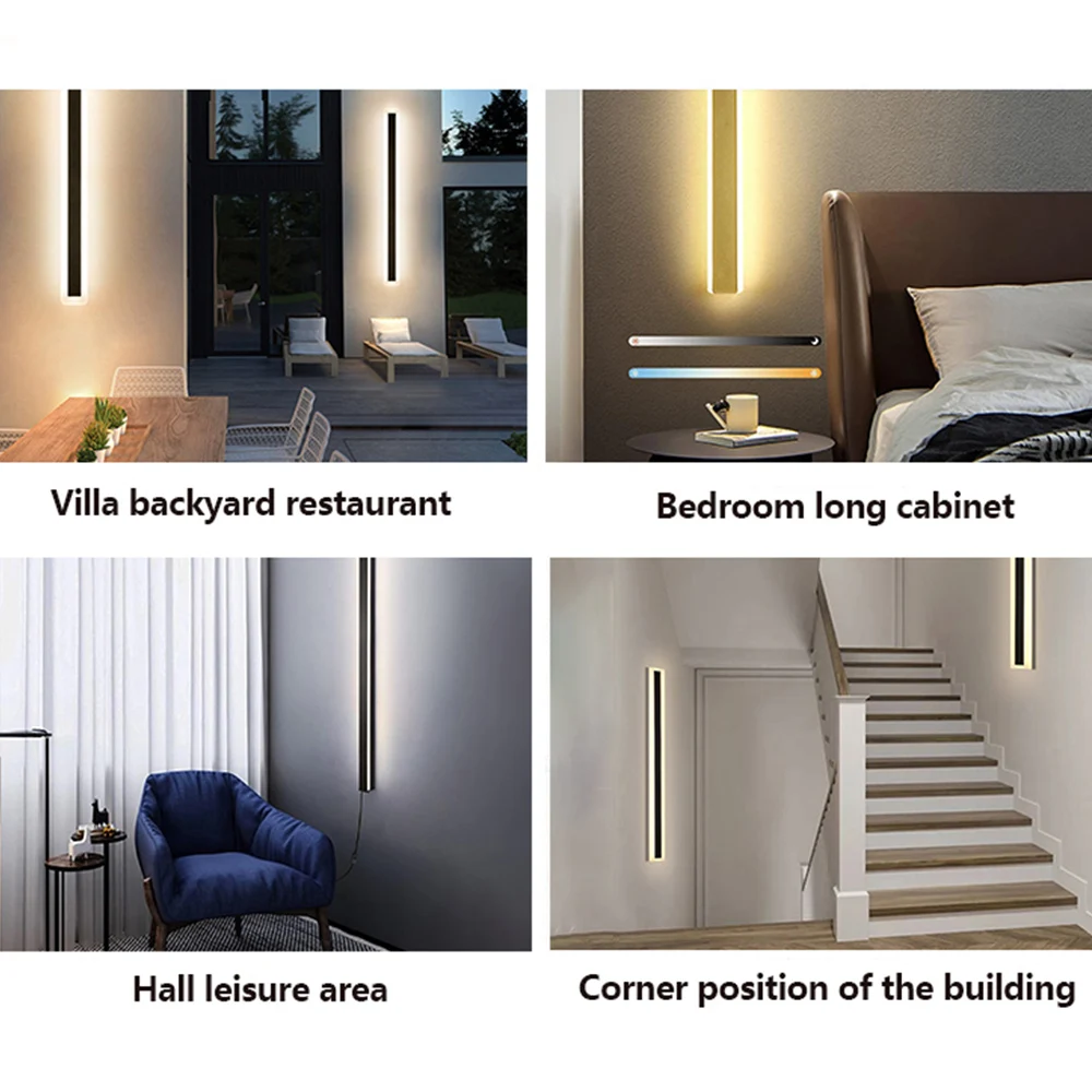 Modern Decorative Outdoor Waterproof Outside Strip Linear Long Wall Light Lamp Strip Garden led Wall Light Outdoor Wall Light