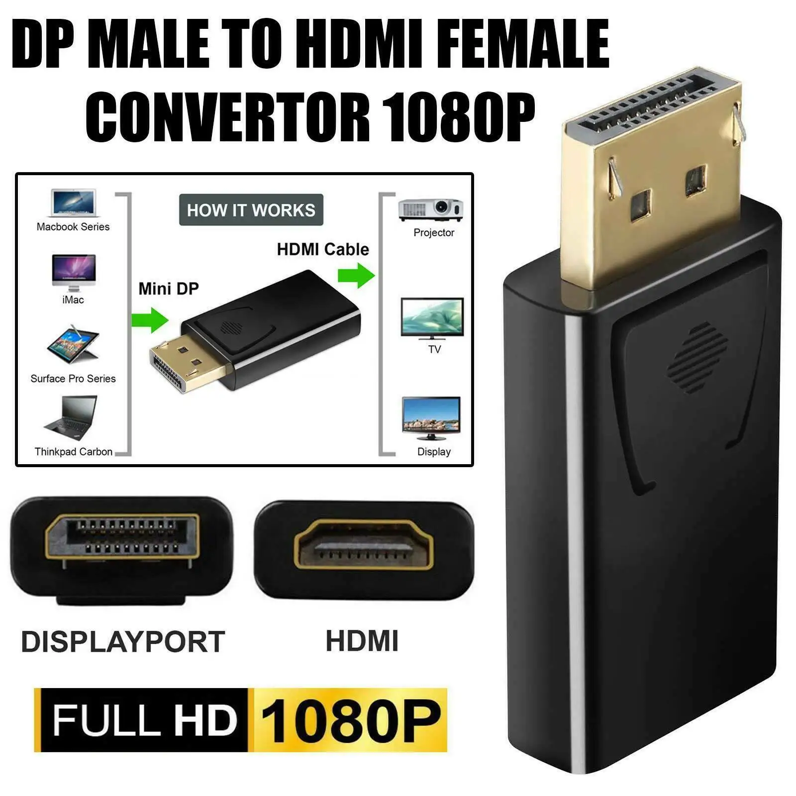 Display Port to HD MI Male Female Adapter Converter Display Port DP to HD MI Cable HD MI