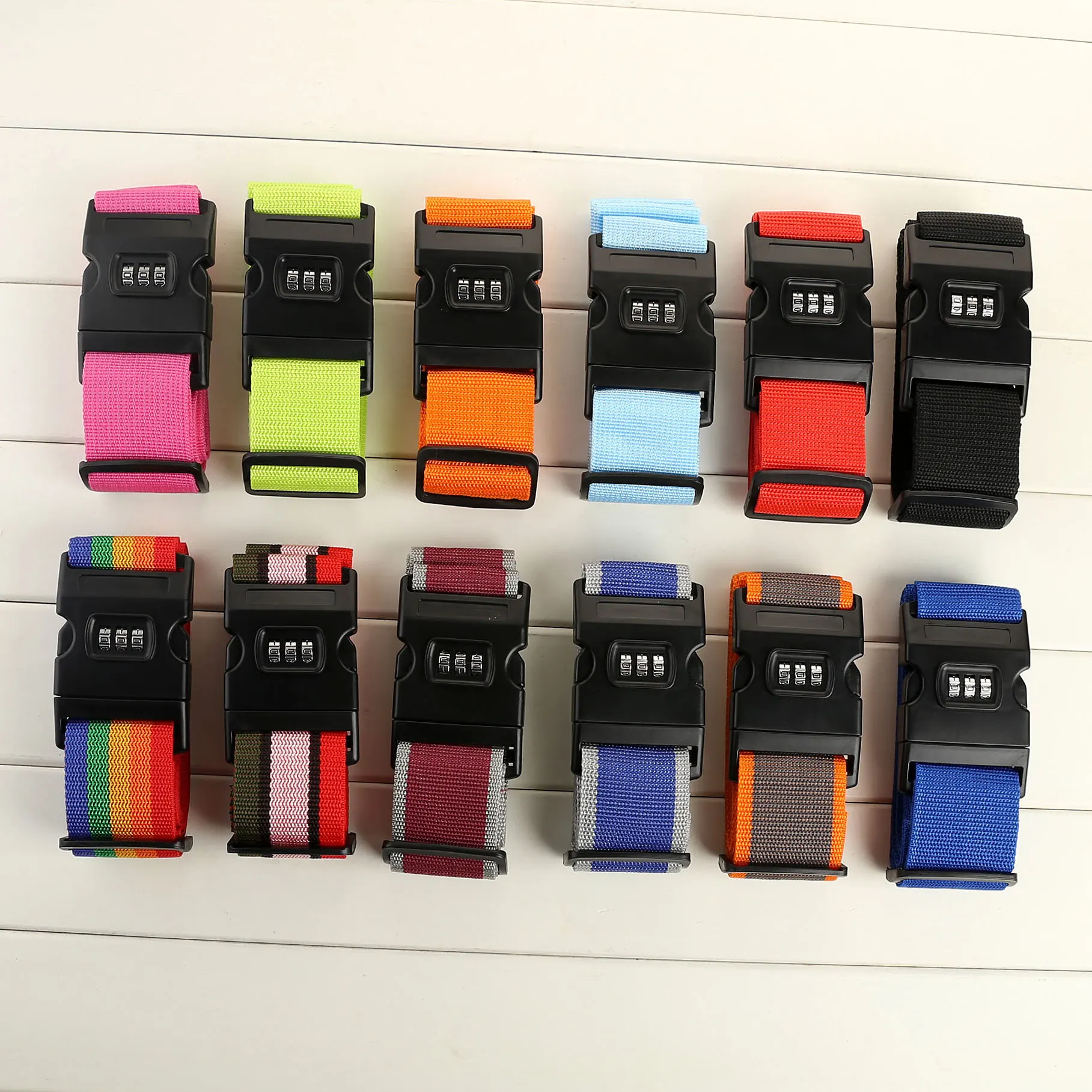 Luggage Strap Cross Belt Packing Adjustable Travel Suitcase Nylon 3 Digits Password Lock Buckle Strap Baggage Belt