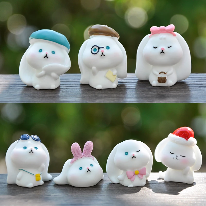 Cute Rabbit Lovely Simulation Animal Resin Model Action Figure DIY Decoration Miniature Action Figures Toy For Kids Gift