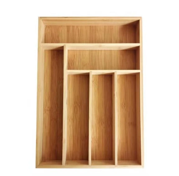 Wholesale  6 Slot Bamboo Divider Cutlery Drawer Organizer forks  and knifes storage for kitchen