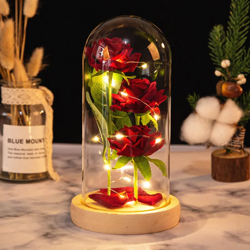 2024 New Arrival  Girlfriend Eternal Rose Led Light Foil Flower In Glass Cover Mothers Day Wedding Favors