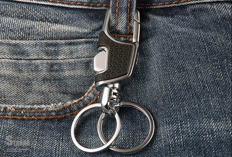 Hot sale high quality black brown car keyring pu leather keychain for man