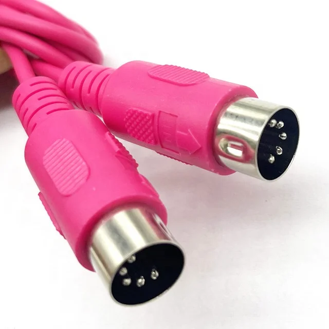 Bright Pink 5 Pin Din Midi Cable For Music Keyboard Cord Audio System