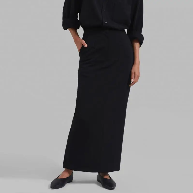 OEM55 Wholesale manufacturer OEM custom side pocket suits maxi skirt casual women long skirt for ladies