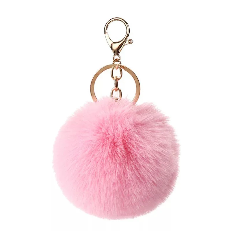 
Accessories Charms 8cm Faux Rabbit Pom Fur Pompom Keychain Ball Keychains Women 23 Colors Plush Ball Pendant Keyring Key Chain 