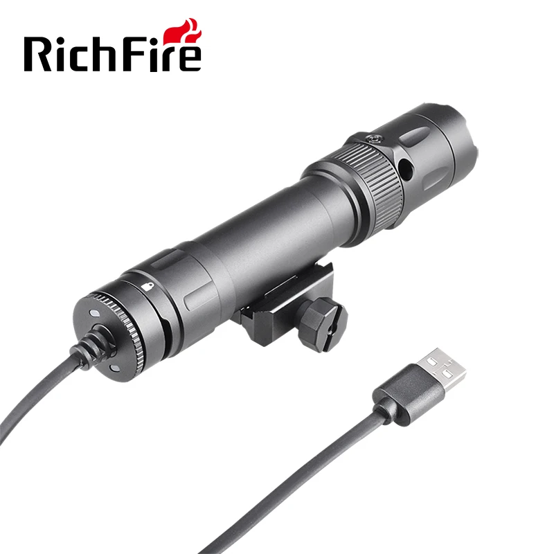 New High Power 2000 Lumens Magnetic USB Rechargeable Tactical Flashlight with Green Laser Combo with Remote Switch