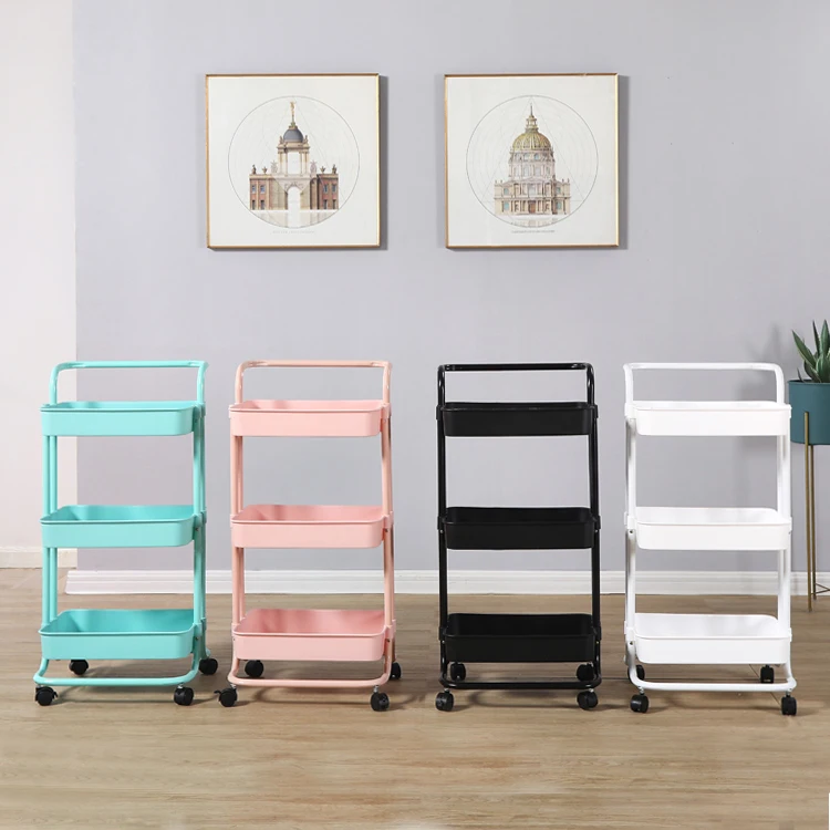 nordic small cart rack rolling bath organizer craft rotating basket rack roll cart kitchen basket trolley with basket