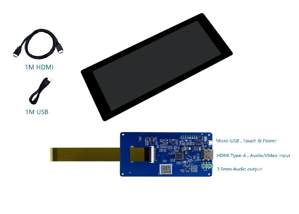 6.86 inch bar lcd screen panel with touch hmi control board  stretched shoe shelf display