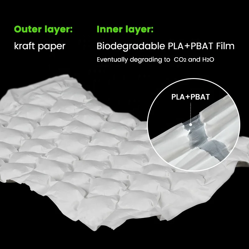 Биоразлагаемая надувная подушка крафт-бумага воздушно-пузырчатая защитная упаковка