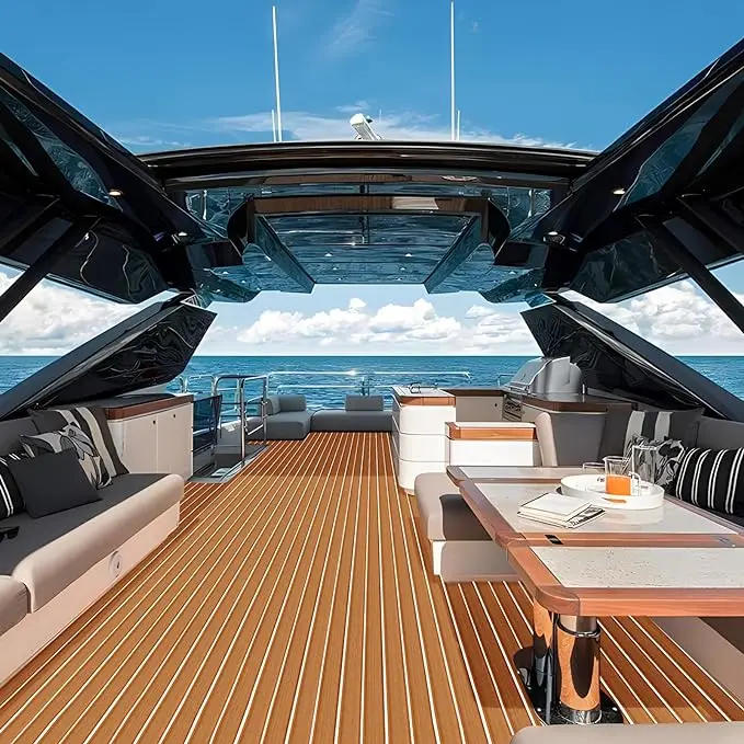 Durable EVA Foam UV Resistant Marine Deck Covering Synthetic Teak Brushed Outdoor Boat Or Yacht Flooring