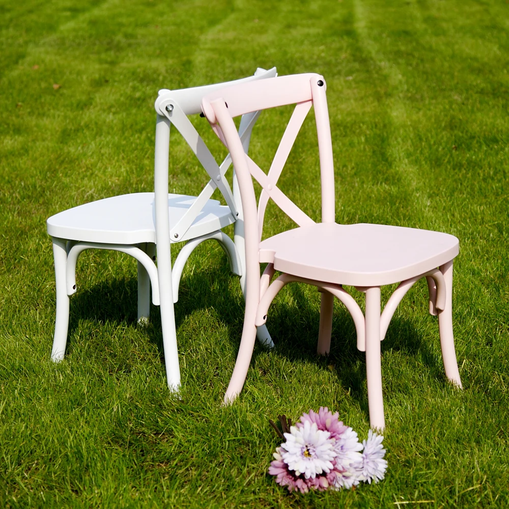 White or Pink Color Outdoor Event Party Cross Back Chairs Dining Chair for Kids