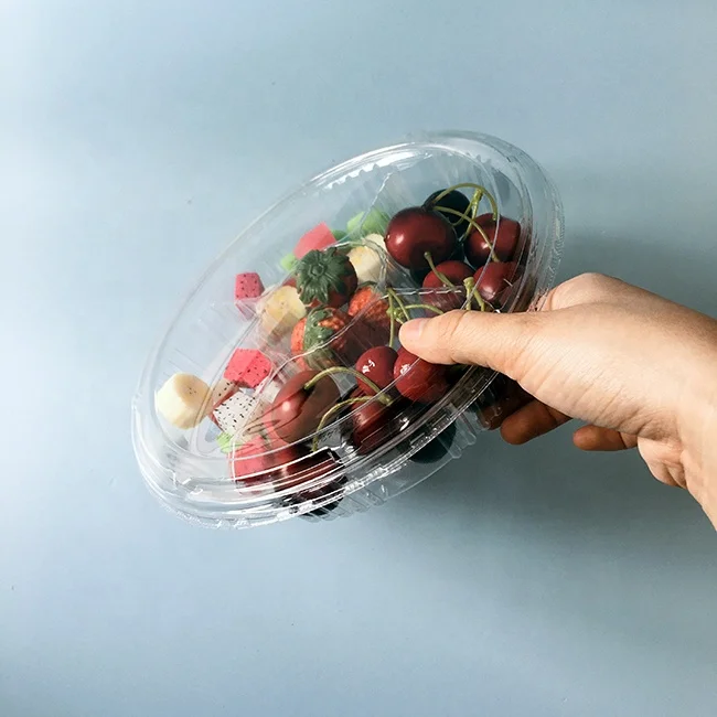 Container Box for PET Vegetables Tray with Lid Transparent Food Plastic Wholesale Disposable Round 5 Compartments OEM Blister