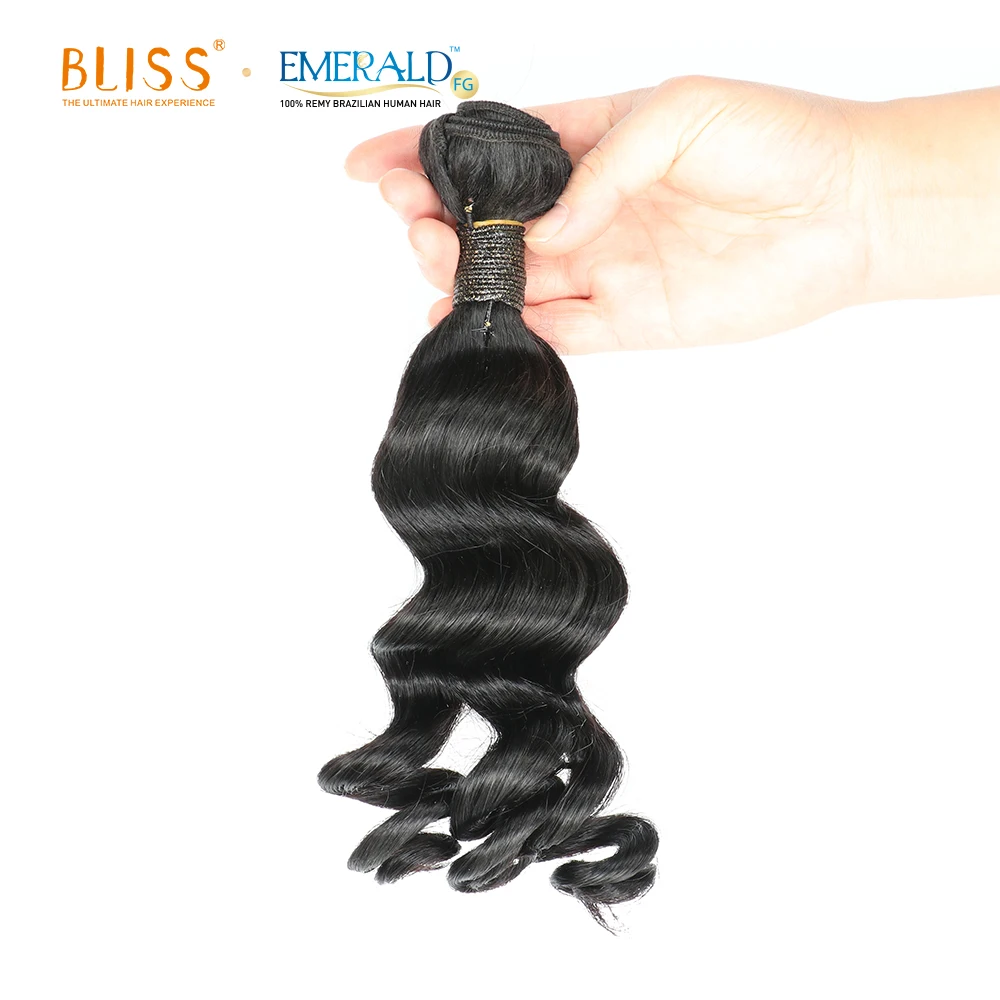 Bliss Emerald Fancy Curl Packet Hair Unprocessed One Donor 3 Bundles Brazilian Human Hair In Packets Wholesale Accept Paypal