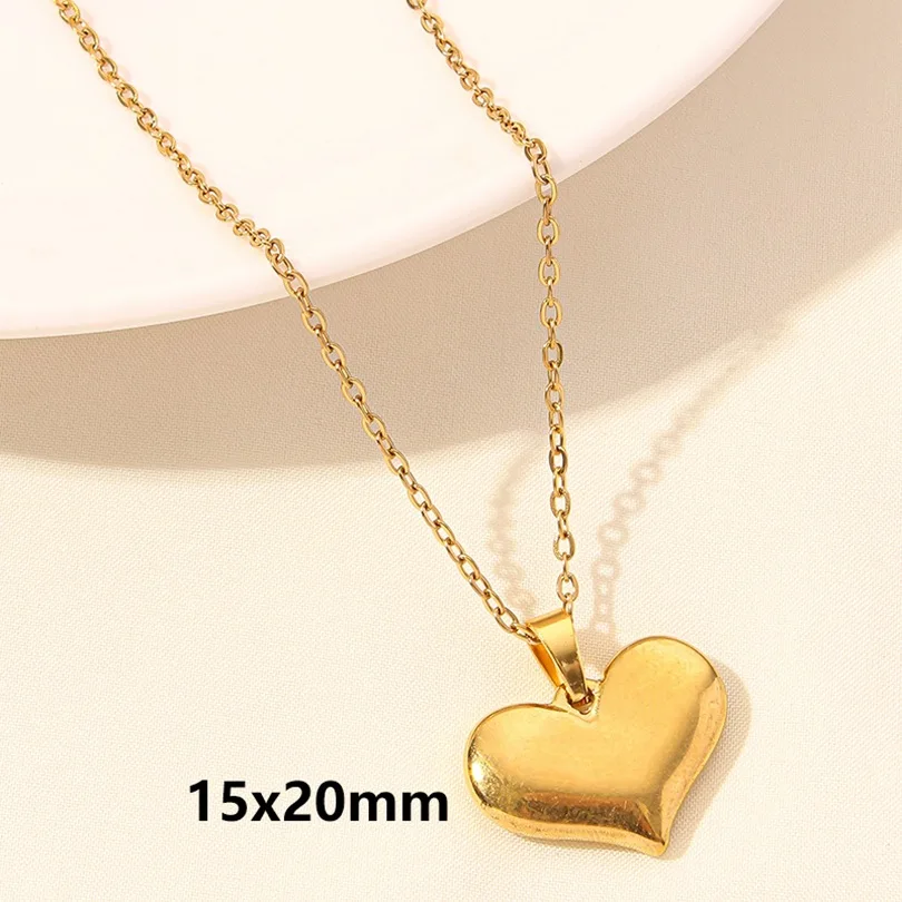 Women and Girls 18K Gold Electroplated Stainless Steel DIY Component Heart-Shaped Pendant Necklace Fashion Jewelry Production