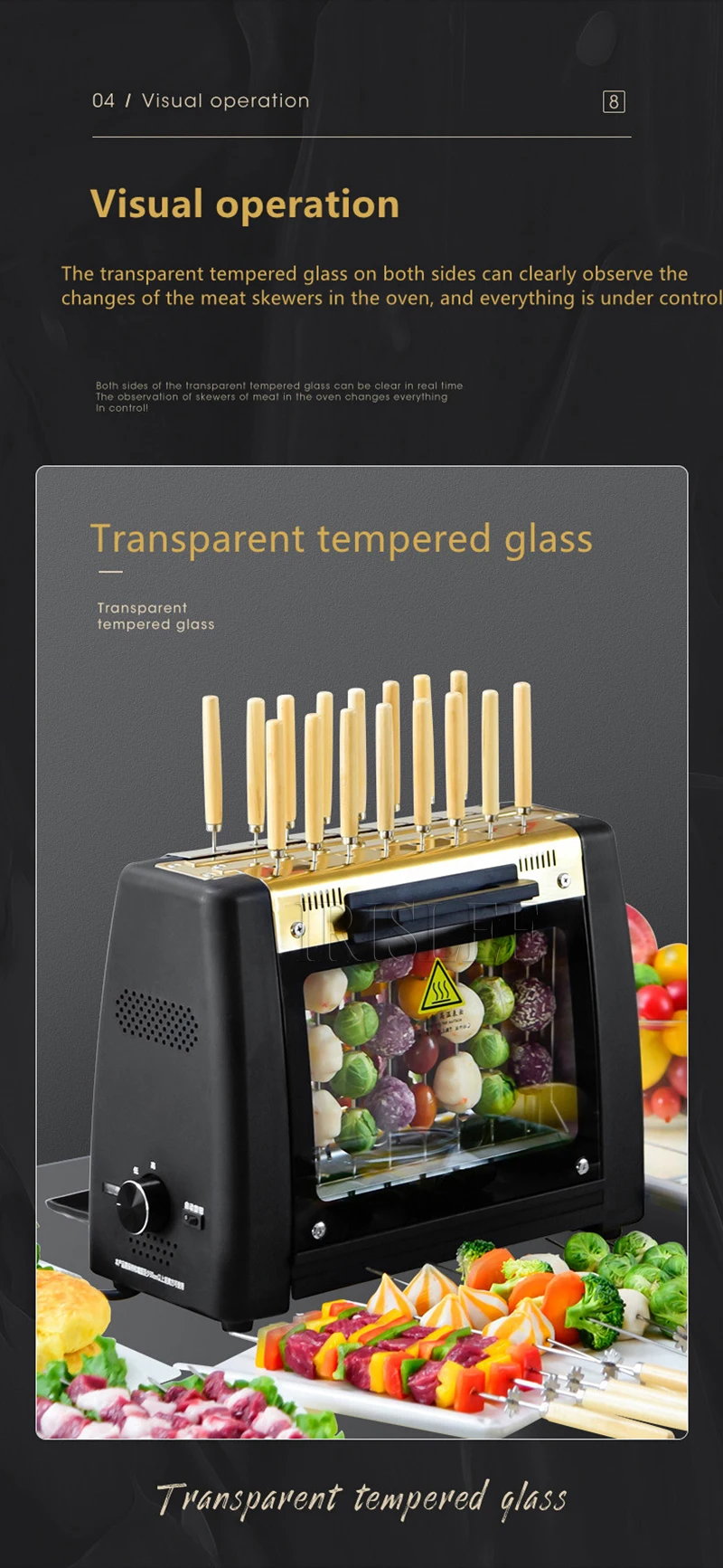 Barbecue Grill Household Automatic Rotating Skewers Machine Smokeless Rotary Electric Grill 220V/1200W Barbecue Grill