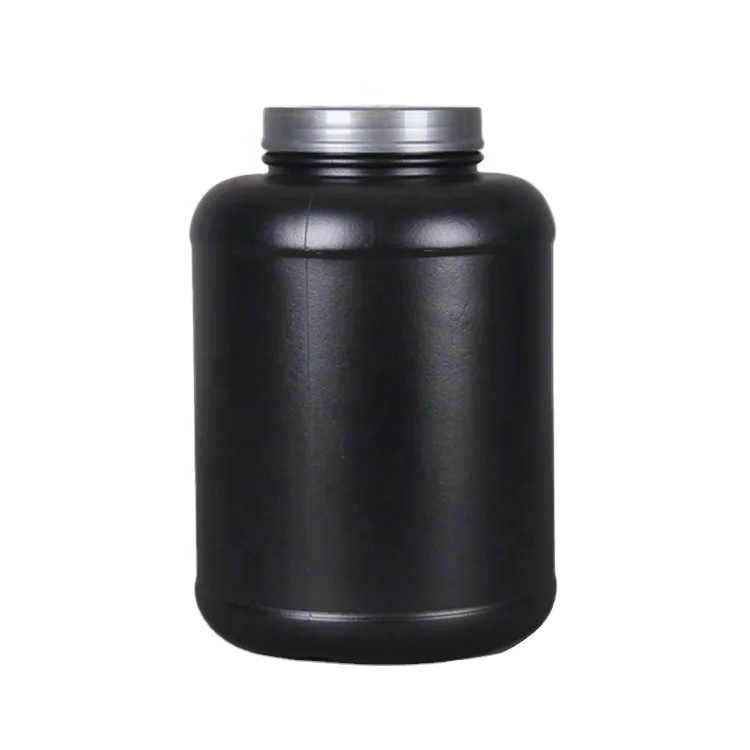 2kg hdpe black plastic whey protein container with lid and scoop